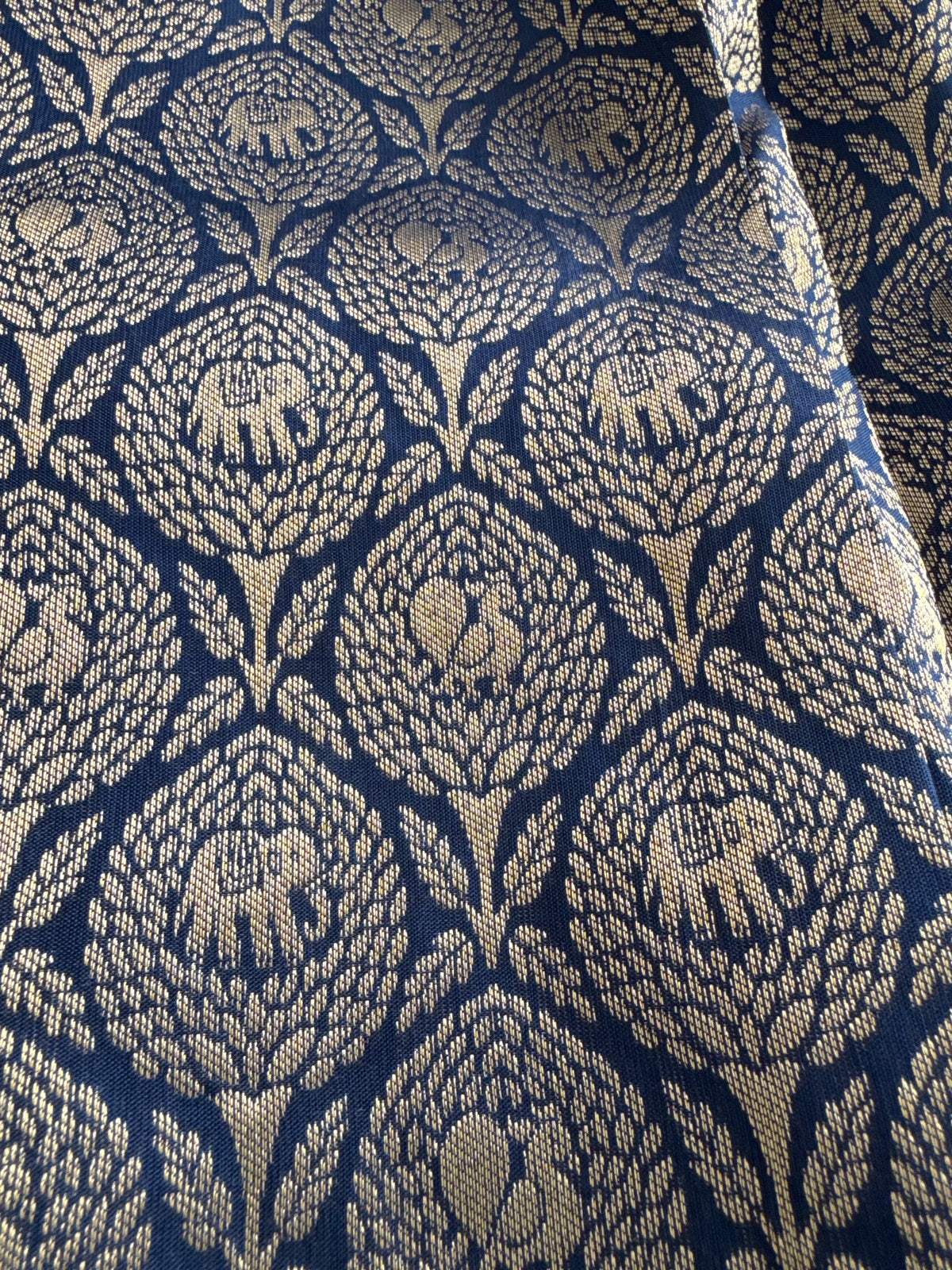 Blue Silver Elephant Peacock Saree